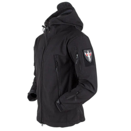 Tactical Soft Shell Military Jacket Men Waterproof Windproof - Black