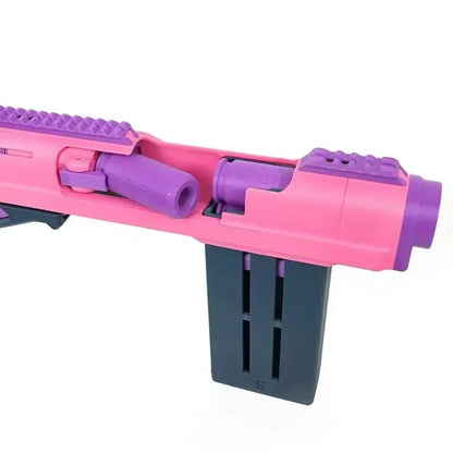 Sillybutts Battle Axe Shell-Fed Pump Shotgun Foam Dart Blaster — top rail detail