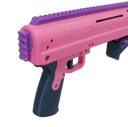 Sillybutts Battle Axe Shell-Fed Pump Shotgun Foam Dart Blaster — trigger group close-up