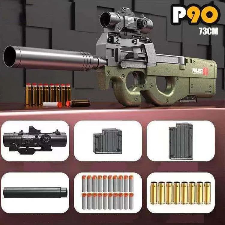 Handi Manual personal-defense-weapon-class Shell Ejecting Foam Dart Blaster — trigger group close-up