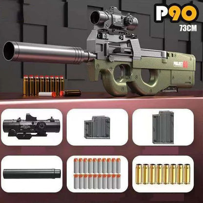 Handi Manual personal-defense-weapon-class Shell Ejecting Foam Dart Blaster — trigger group close-up
