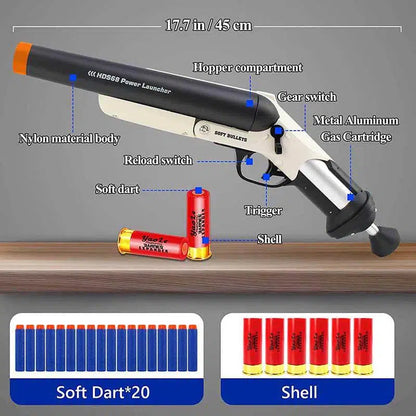 HDS68 Sawed Off Double Barrel Foam Blaster foam-dart Shotgun — muzzle and barrel detail