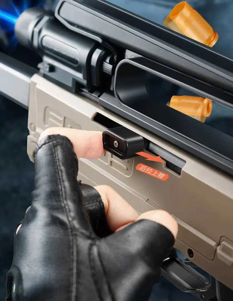FMG-9 Shell Ejecting Plastic Folding Foam Blaster Toy — muzzle and barrel detail