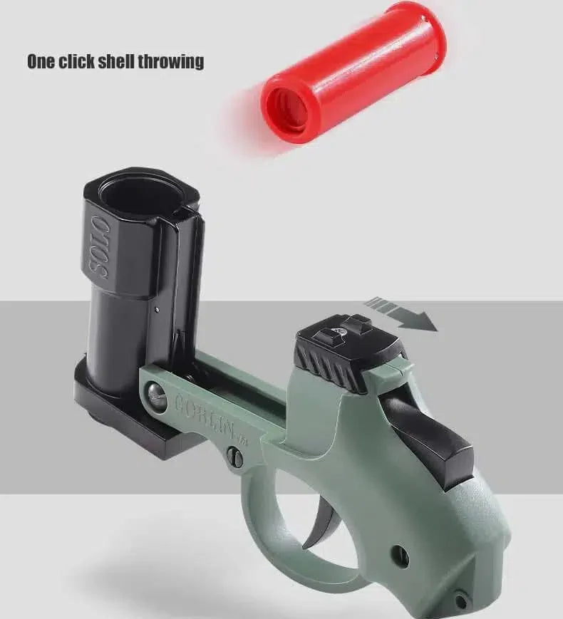 Goblin Solo Shell Eject Dart Blaster foam-dart Minigun — trigger group close-up