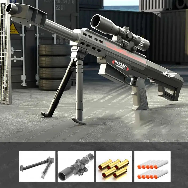 Handi Barrett Manual Reload Shell Ejecting Foam Dart Blaster — stock and grip detail