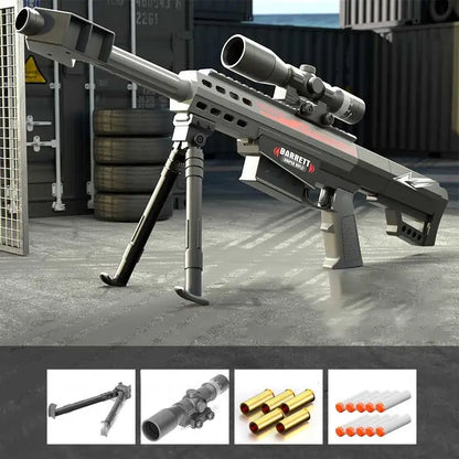 Handi Barrett Manual Reload Shell Ejecting Foam Dart Blaster — stock and grip detail