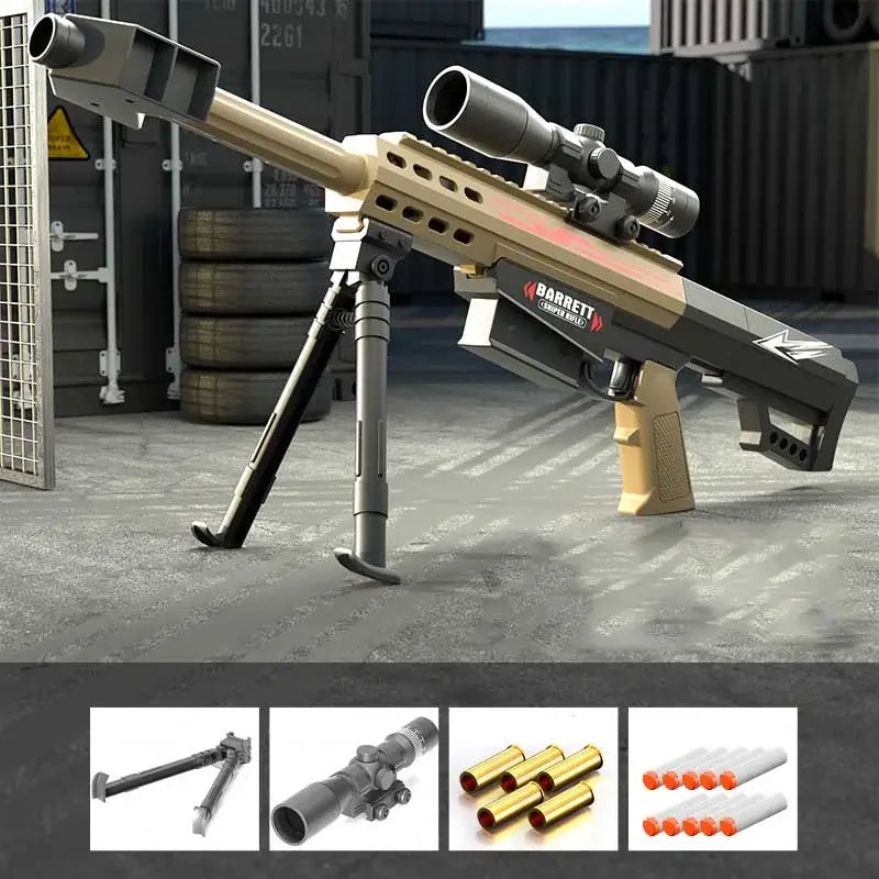 Handi Barrett Manual Reload Shell Ejecting Foam Dart Blaster — trigger group close-up