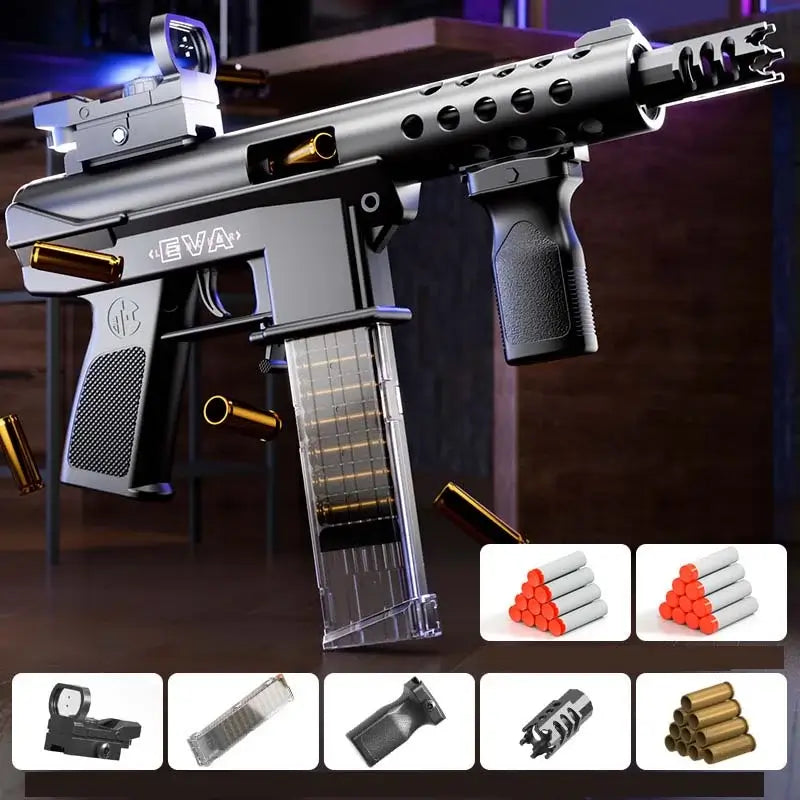 Handi compact submachine-class Shell Ejecting Manual Foam Dart Blaster — magazine well detail
