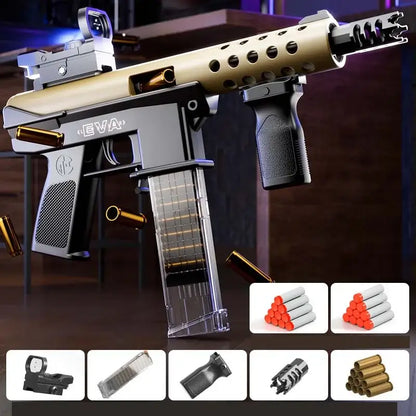 Handi compact submachine-class Shell Ejecting Manual Foam Dart Blaster — trigger group close-up