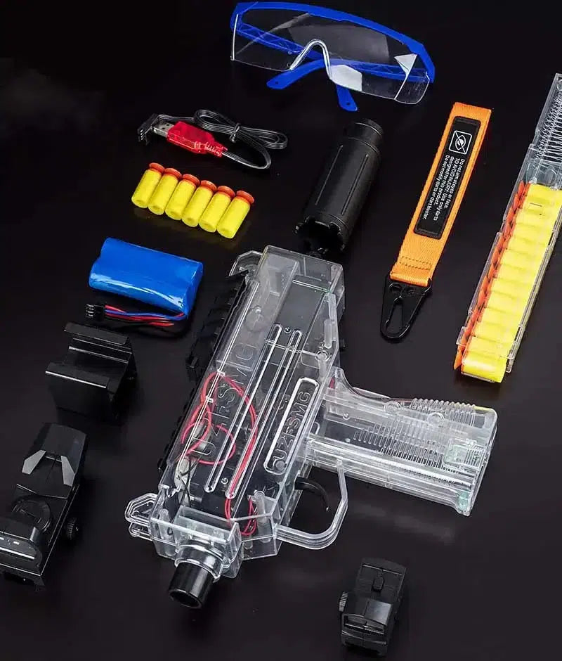 Full Auto Electric submachine-class SMG Foam Dart Blaster — trigger group close-up