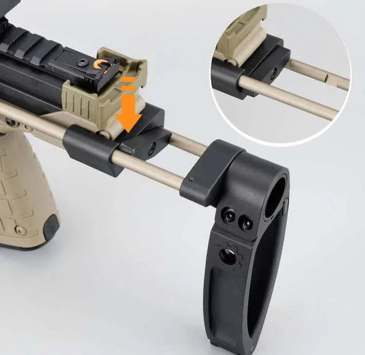 Lehui LH target-pistol-class Tactical Foam Blaster — stock and grip detail