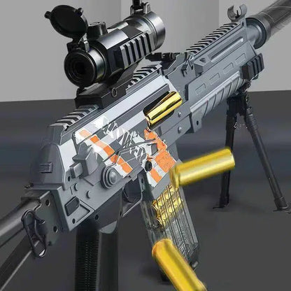 Lehui rifle-class AK74u Shell Ejecting Drum Foam Dart Blaster — left profile