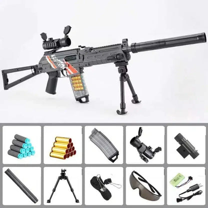 Lehui rifle-class AK74u Shell Ejecting Drum Foam Dart Blaster — variant or accessory bundle