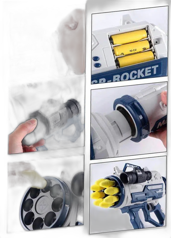 M22X 8-Hole Semi-Auto Soft Foam Blaster Rocket Launcher — top rail detail