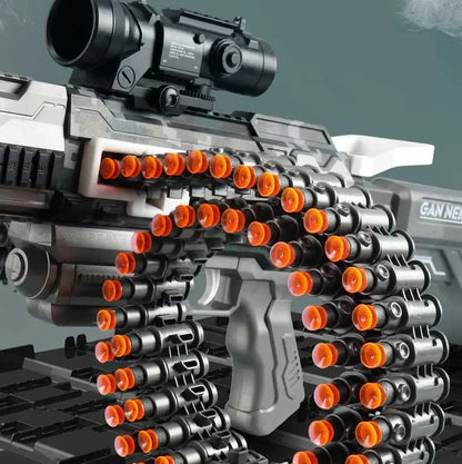 M4 + M249 Hybrid Electric Belt-Fed AEB foam-dart Dart Blaster — top rail detail