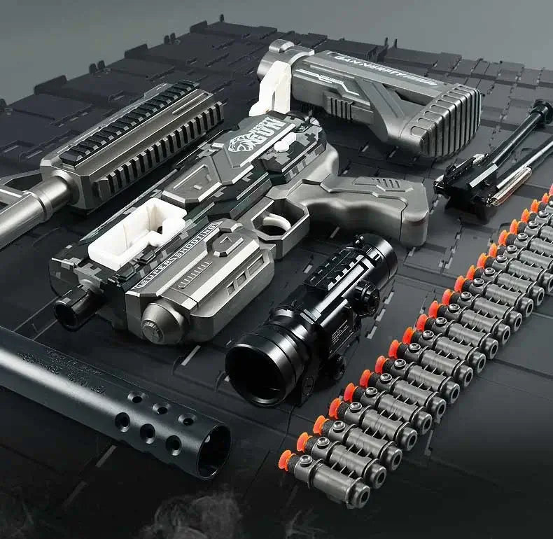 M4 + M249 Hybrid Electric Belt-Fed AEB foam-dart Dart Blaster — magazine well detail