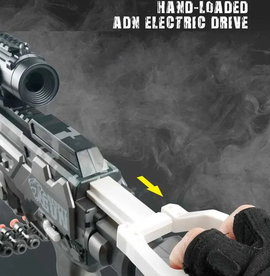 M4 + M249 Hybrid Electric Belt-Fed AEB foam-dart Dart Blaster — left profile