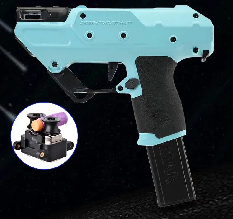 Worker Nightingale Flywheel Foam Dart Blaster Semi Automatic — left profile