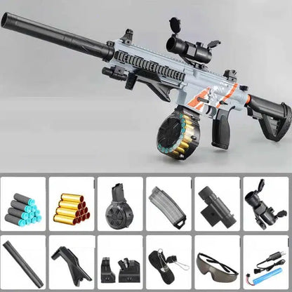 Lehui rifle-class AK74u Shell Ejecting Drum Foam Dart Blaster — top rail detail