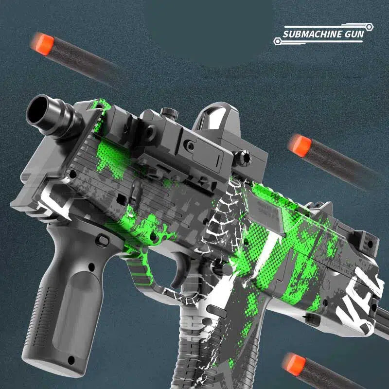 High Speed Electric Auto machine-pistol-class Foam Dart Blaster — stock and grip detail