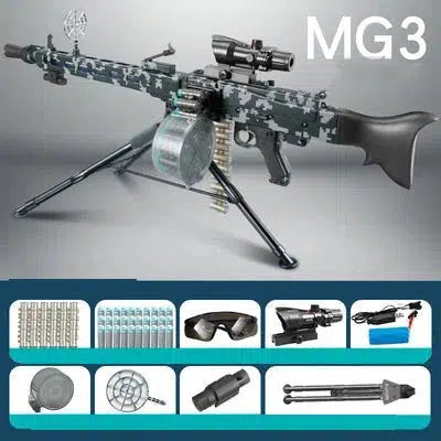 Lehui MG3 WW2 Full Auto Foam Dart Blaster Toy — stock and grip detail