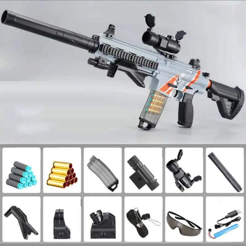 Lehui rifle-class AK74u Shell Ejecting Drum Foam Dart Blaster — magazine well detail