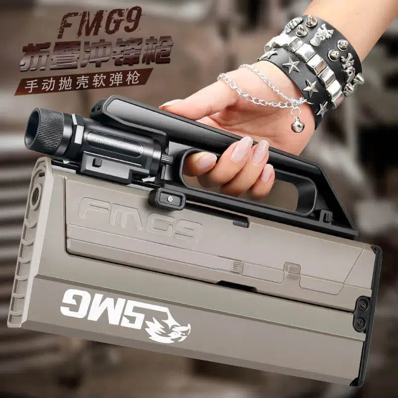 FMG-9 Shell Ejecting Plastic Folding Foam Blaster Toy — variant or accessory bundle