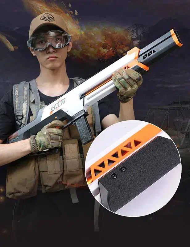 Worker Swift Foam Dart Blaster — trigger group close-up