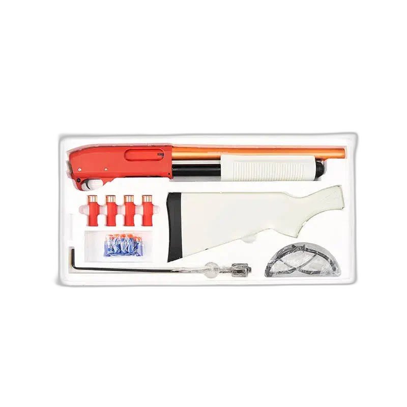 AKA Alpha King M870 R1 Foam Blaster — stock and grip detail