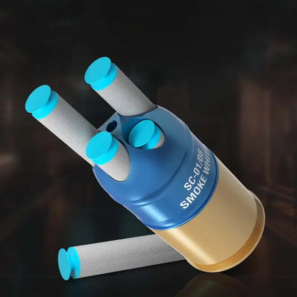 POX Manual Grenade Launcher Rifle Foam Dart Blaster — trigger group close-up