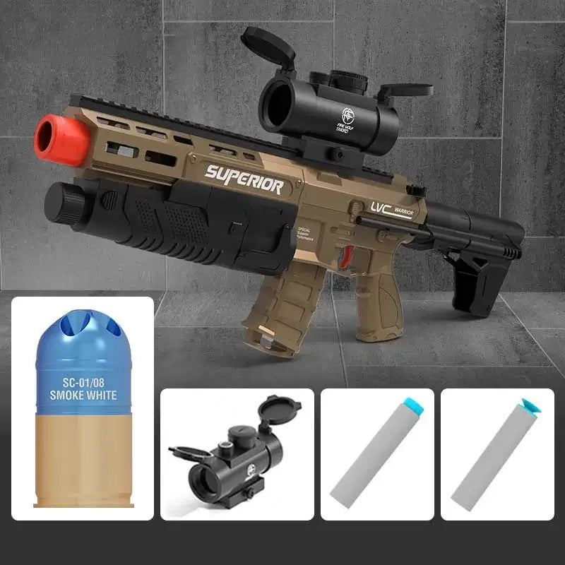 POX Manual Grenade Launcher Rifle Foam Dart Blaster — muzzle and barrel detail