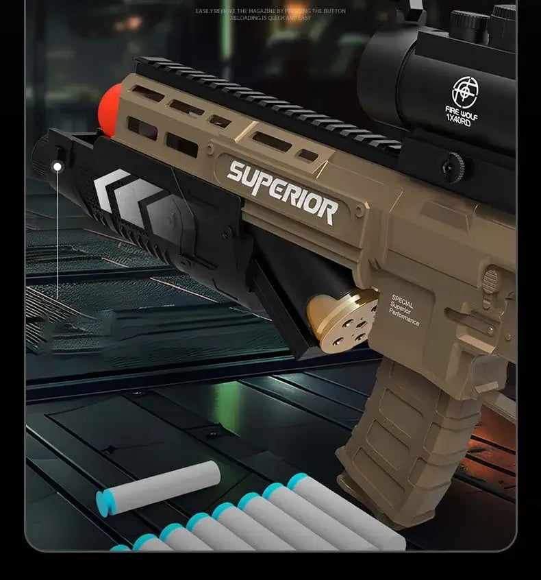POX Manual Grenade Launcher Rifle Foam Dart Blaster — left profile