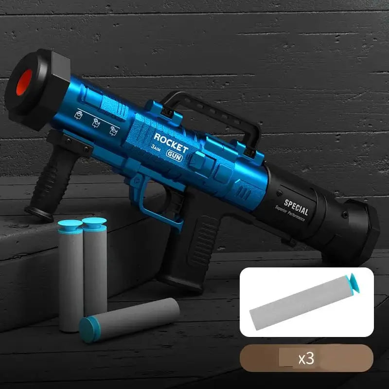 Mini Rocket Launcher RPG Manual Reloading Foam Dart Blaster — stock and grip detail