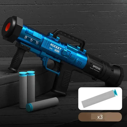 Mini Rocket Launcher RPG Manual Reloading Foam Dart Blaster — stock and grip detail