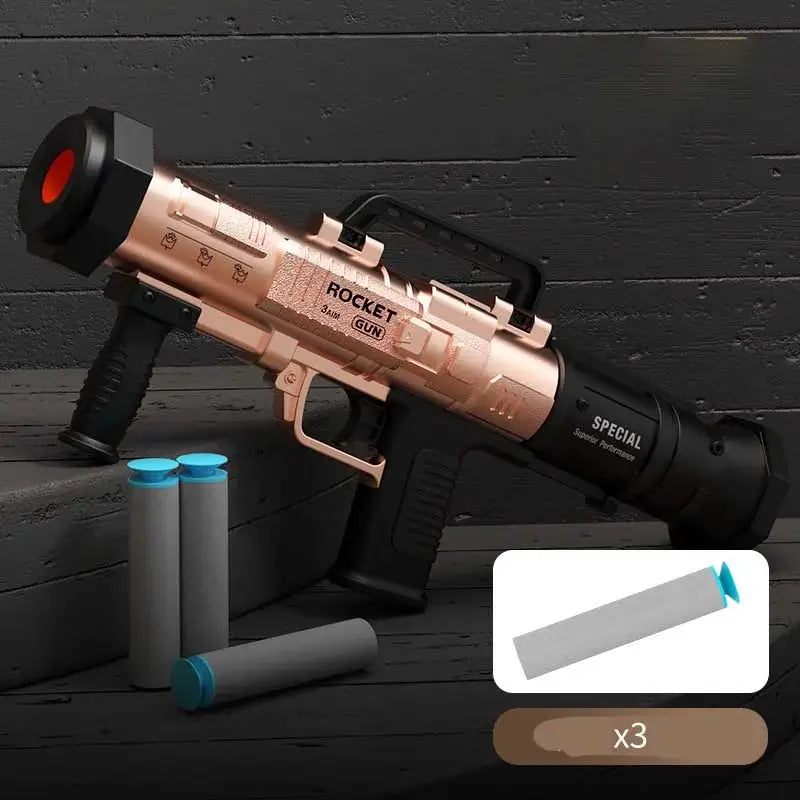 Mini Rocket Launcher RPG Manual Reloading Foam Dart Blaster — muzzle and barrel detail