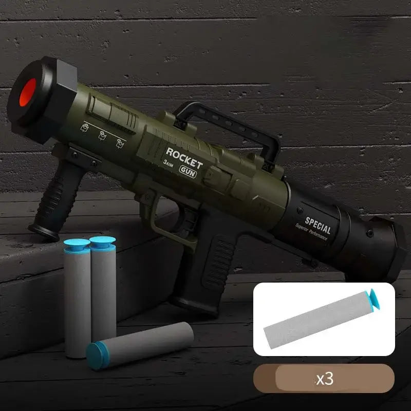 Mini Rocket Launcher RPG Manual Reloading Foam Dart Blaster — trigger group close-up