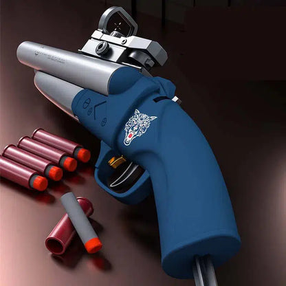 double-barrel-shotgun-class Sawed Off Dart Blaster w/ Ejecting Shells — muzzle and barrel detail