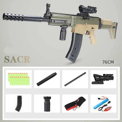 Electric Auto battle-rifle-class Realistic Foam Blaster — left profile