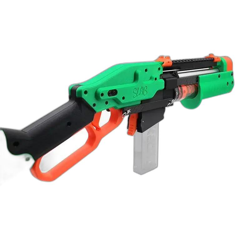 SLAB Silly's Lever Action 3D Print foam-dart Blaster — top rail detail