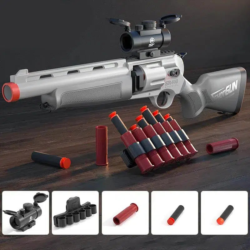 SR410 Shotgun Revolver foam-dart Blaster Manual Toy Gun — magazine well detail