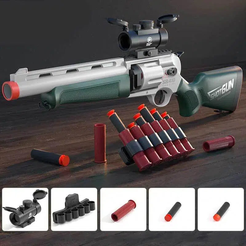 SR410 Shotgun Revolver foam-dart Blaster Manual Toy Gun — top rail detail