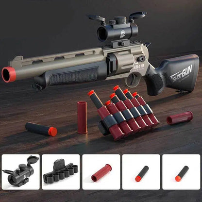 SR410 Shotgun Revolver foam-dart Blaster Manual Toy Gun — trigger group close-up