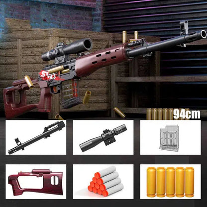 marksman-rifle-class Shell Ejecting foam-dart Sniper Foam Blaster — top rail detail