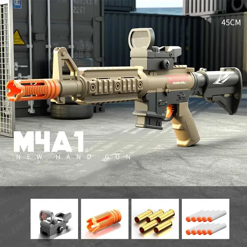 Handi Folding Shell Ejection Manual M4A1 Foam Dart Blaster — magazine well detail