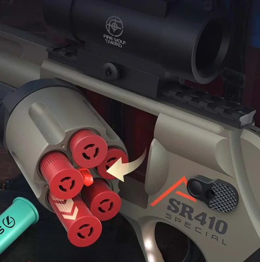 Short Sulun SR-410 Revolver Blaster with Gel Ball / Foam Dart Shells — left profile