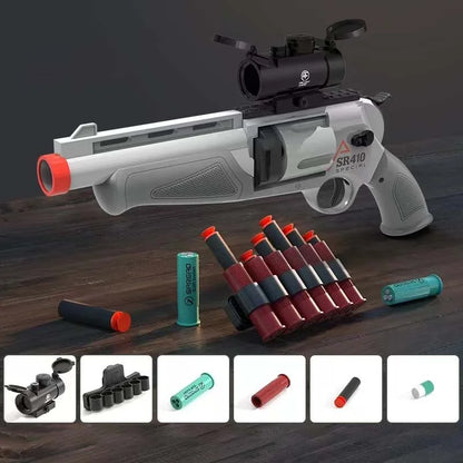 Short Sulun SR-410 Revolver Blaster with Gel Ball / Foam Dart Shells — magazine well detail