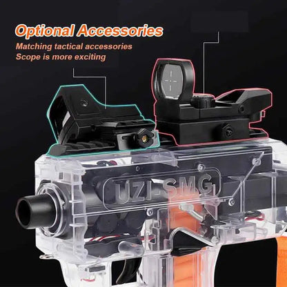 Full Auto Electric submachine-class SMG Foam Dart Blaster — muzzle and barrel detail