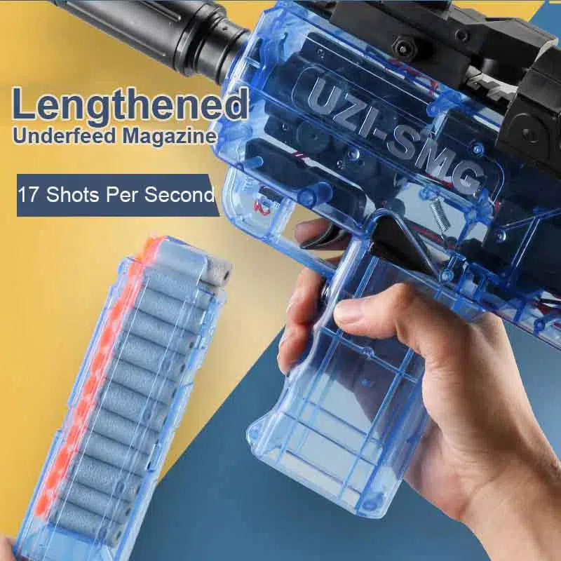 Full Auto Electric submachine-class SMG Foam Dart Blaster — top rail detail