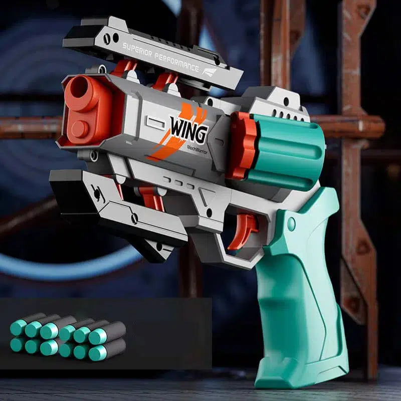 Wing Mechwarrior Rapid Deformation Burst Revolver Dart Blaster — top rail detail