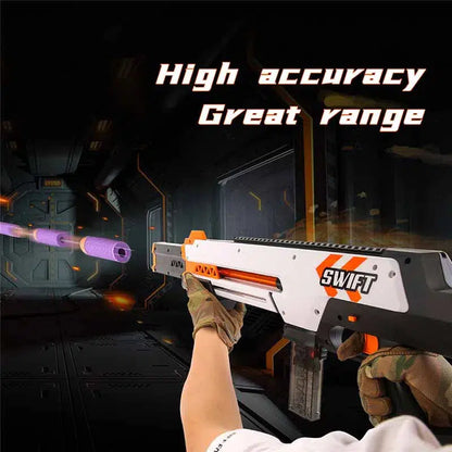 Worker Swift Foam Dart Blaster — top rail detail